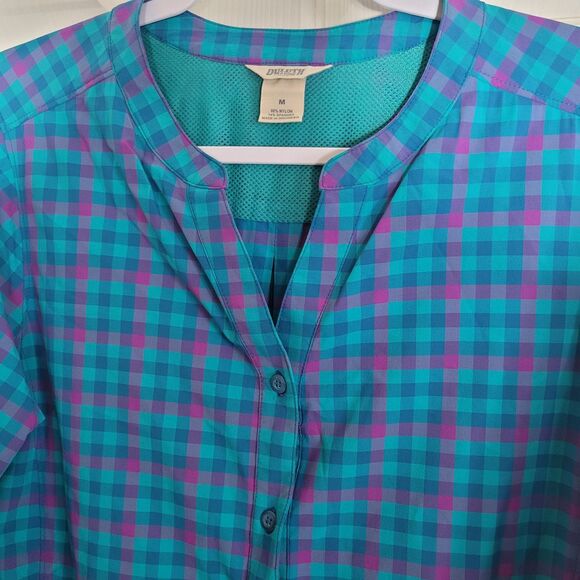 Duluth Trading Co Plaid Vented Tunic Button Front Shirt Women's Medium Gorpcore - Picture 3 of 10